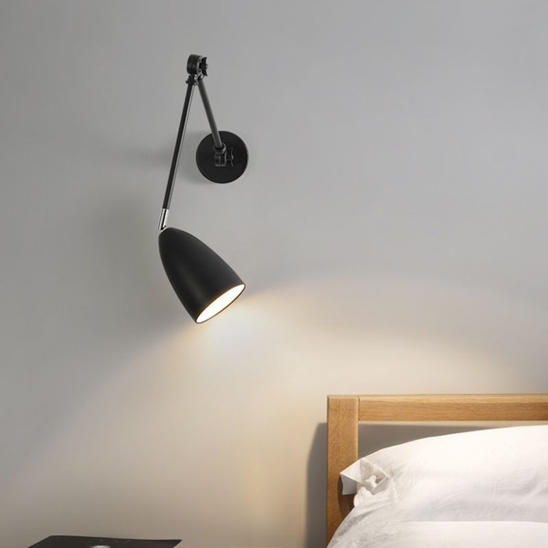 Brady Domed Shape Adjustable Wall Lamp, Black/White/Nickel, Living Room