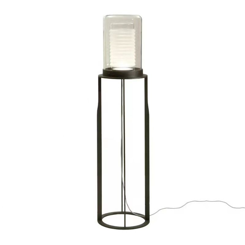 Eryn Simple Black Cylinder Floor Lamp, Metal & Glass