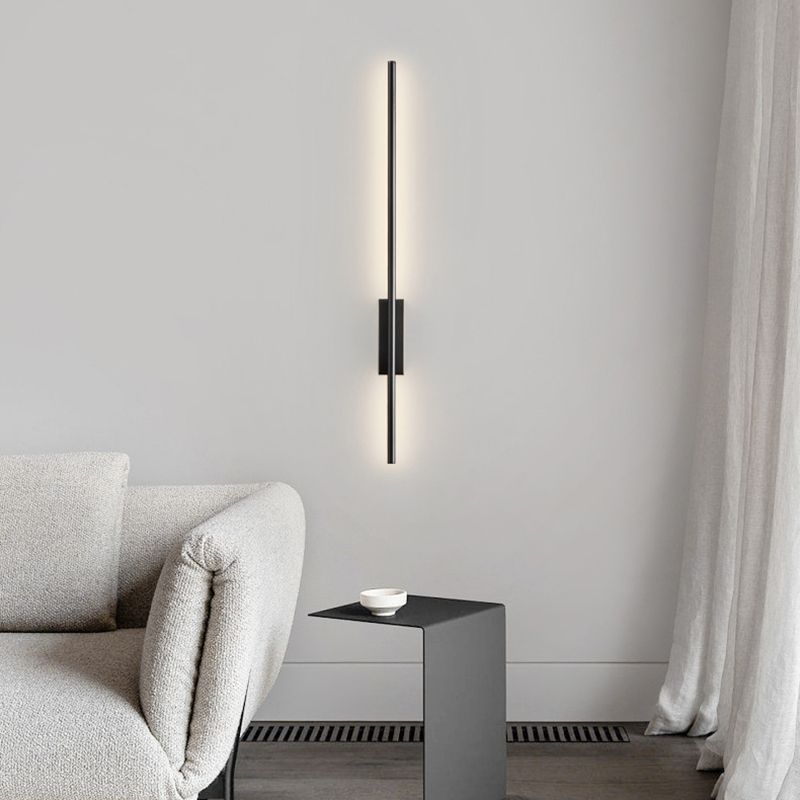 Edge Modern Linear Metal&Acrylic Bedroom Wall Lamp, Black/Brass