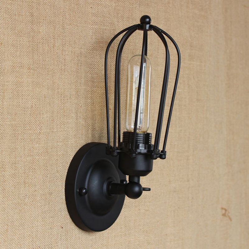 Alessio Vintage Iron Wall Lamp, Black/Rust/Bronze/Gold/Silver