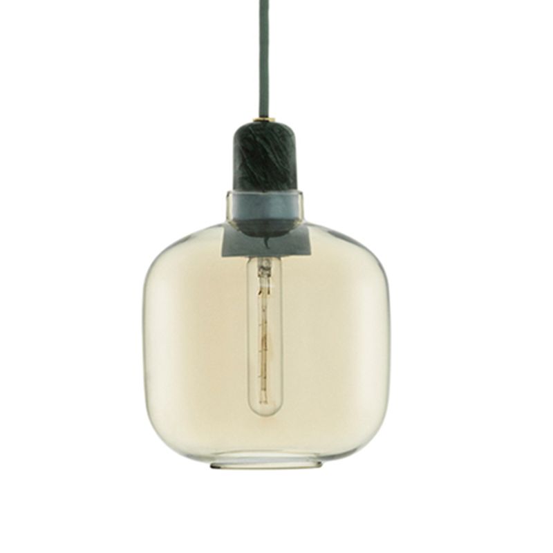 Hailie Designer Cylinder Pendant Light, Marble & Glass, 4.3"/6.7"