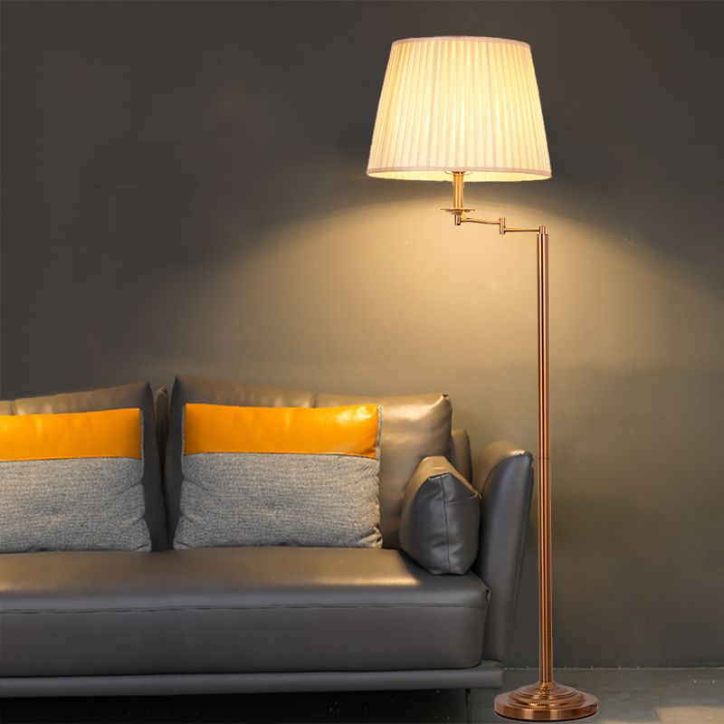 Eryn Modern Drum Cylinder Metal Fabric Floor Lamp , Brass