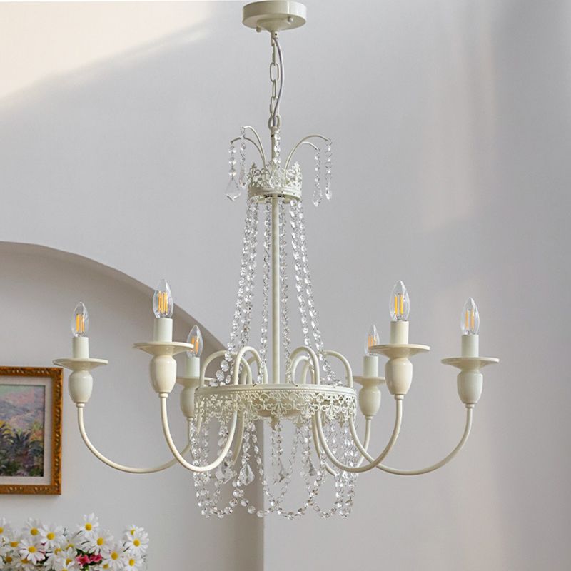 Silva Pendant Light Candle French, Crystal/Metal, White, Bedroom