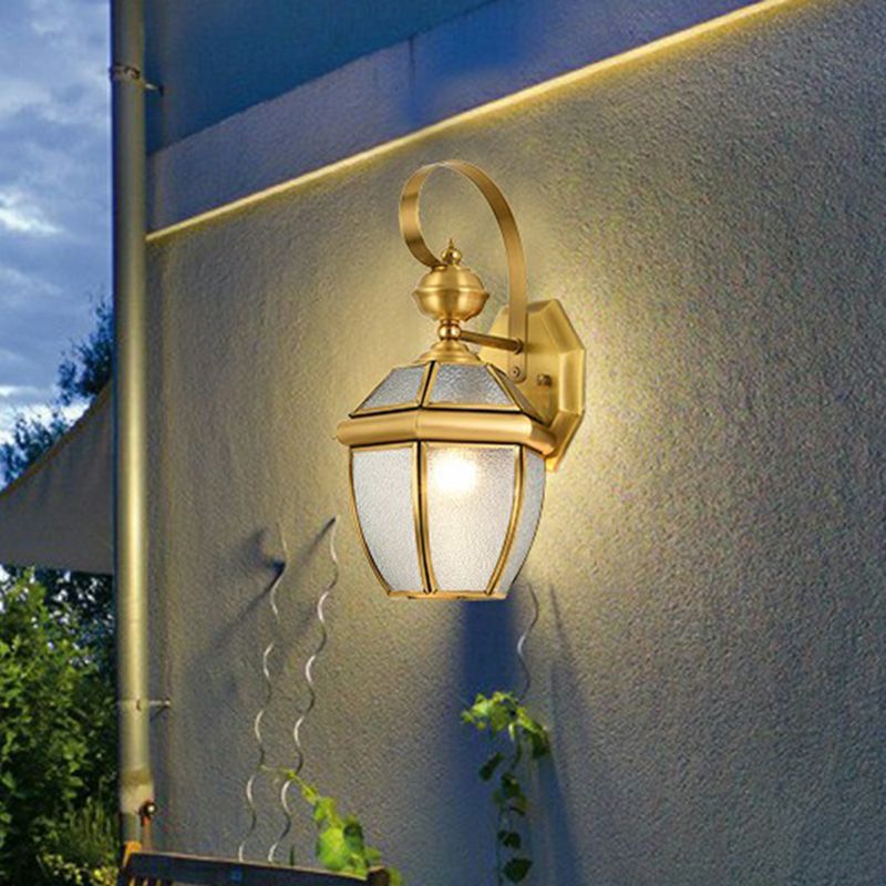 Alessio Vintage Lantern Metal Outdoor Wall Lamp, Gold