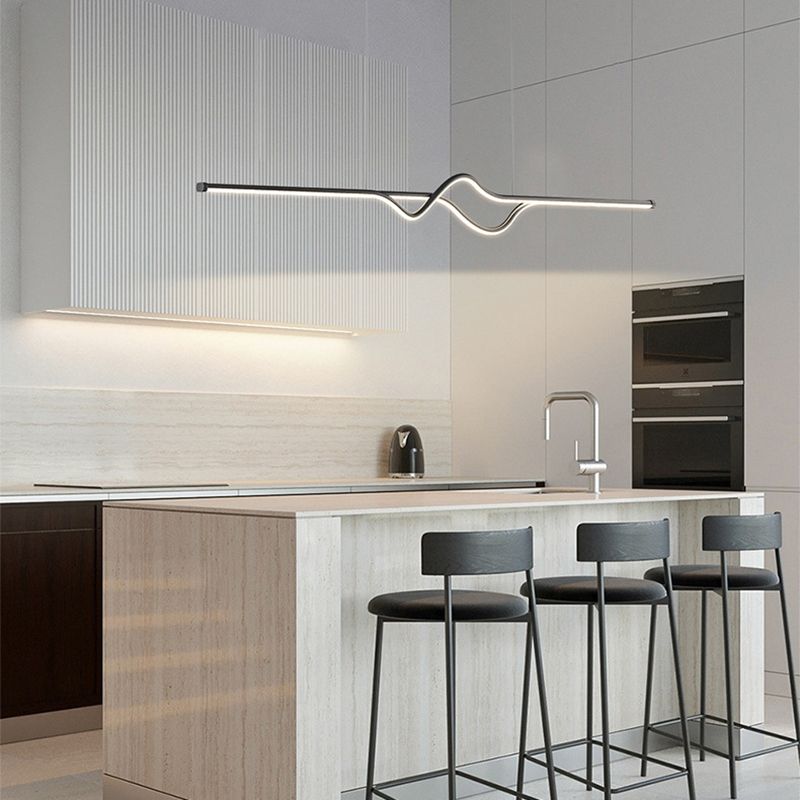 Louise Modern Linear Metal Pendant Light, Black/White/Grey