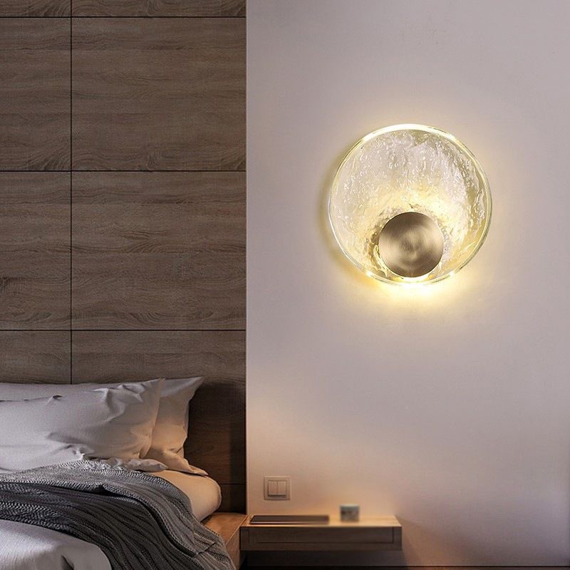 Kristy Art Deco Globe Crystal&Metal Bedroom Wall Lamp, Gold