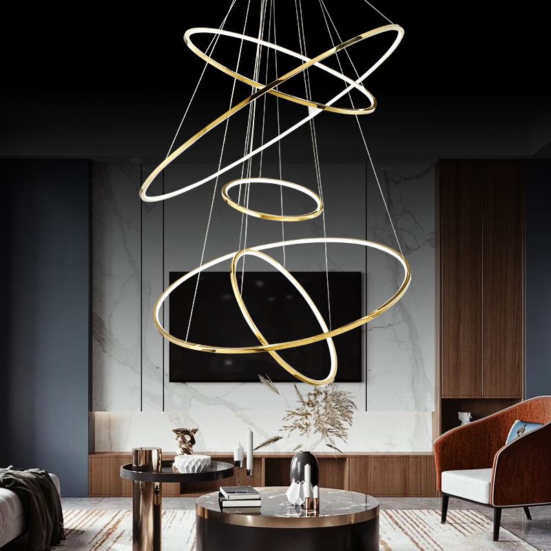 Arisha Minimalist Ring Metal Pendant Light, Gold, Living Room