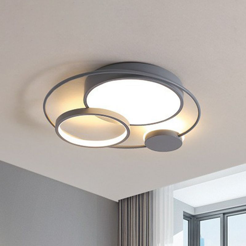 Lacey Modern Circular LED Flush Mount Ceiling Light, Black&White