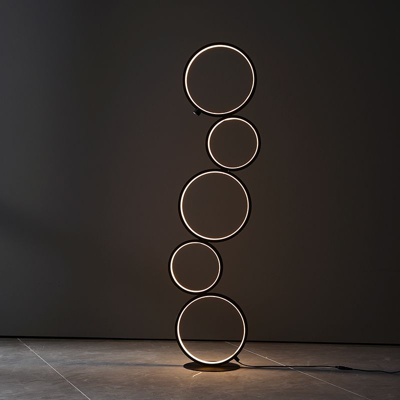 Arisha Nordic Modern Ring Floor Lamp, Black/White