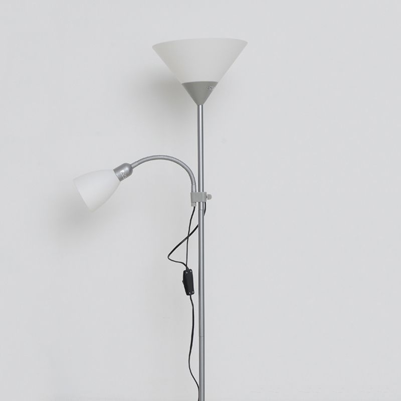 Eryn Modern Double Head Metal Acrylic Floor Lamp, Silver