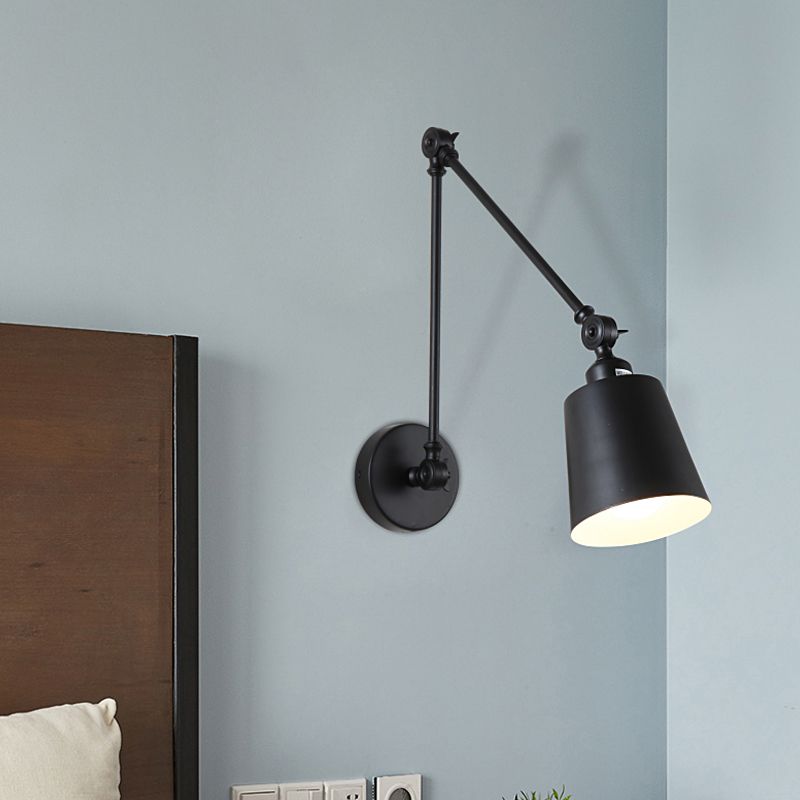 Brady Wall Lamp Dome Modern, Metal Adjustable, Black/White, Living Room