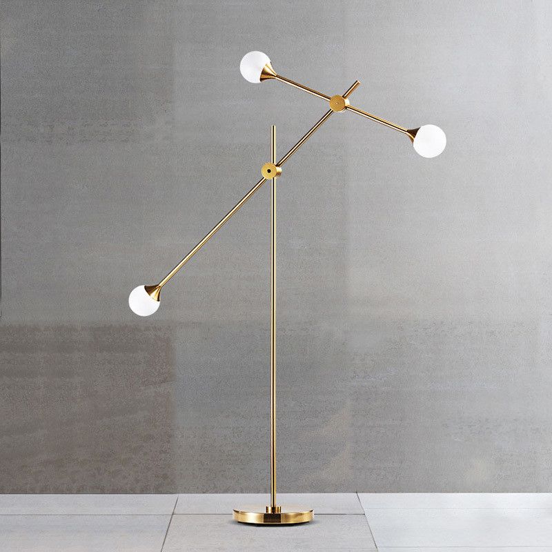 Valentina Gold Orb Swing Arm Floor Lamp, Living room