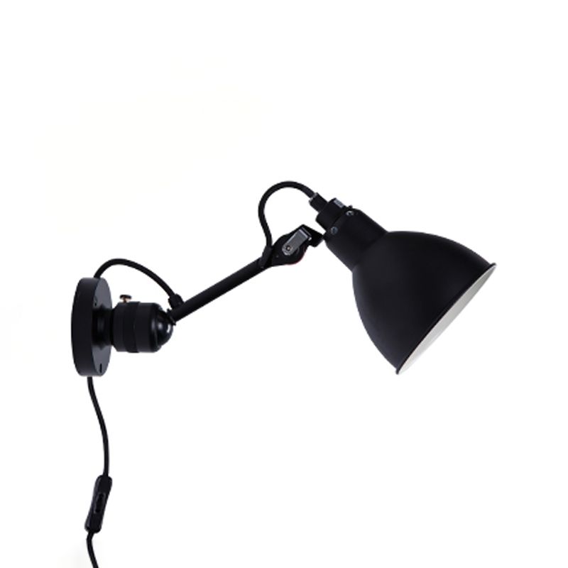 Brady Minimalist Adjustable Wall Lamp, Metal, Black, Living Room