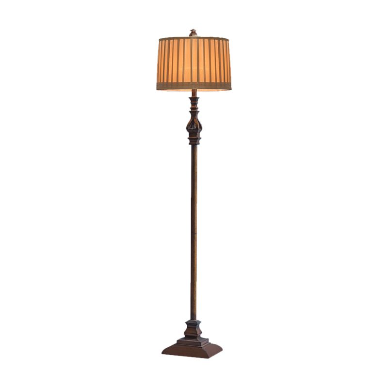 Eryn Vintage Resin/Fabric Standing Floor Lamp, Brown