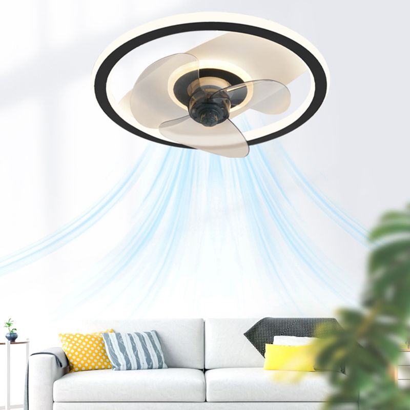 Edge Ring Black Ceiling Fan with Light, DIA 19.6"