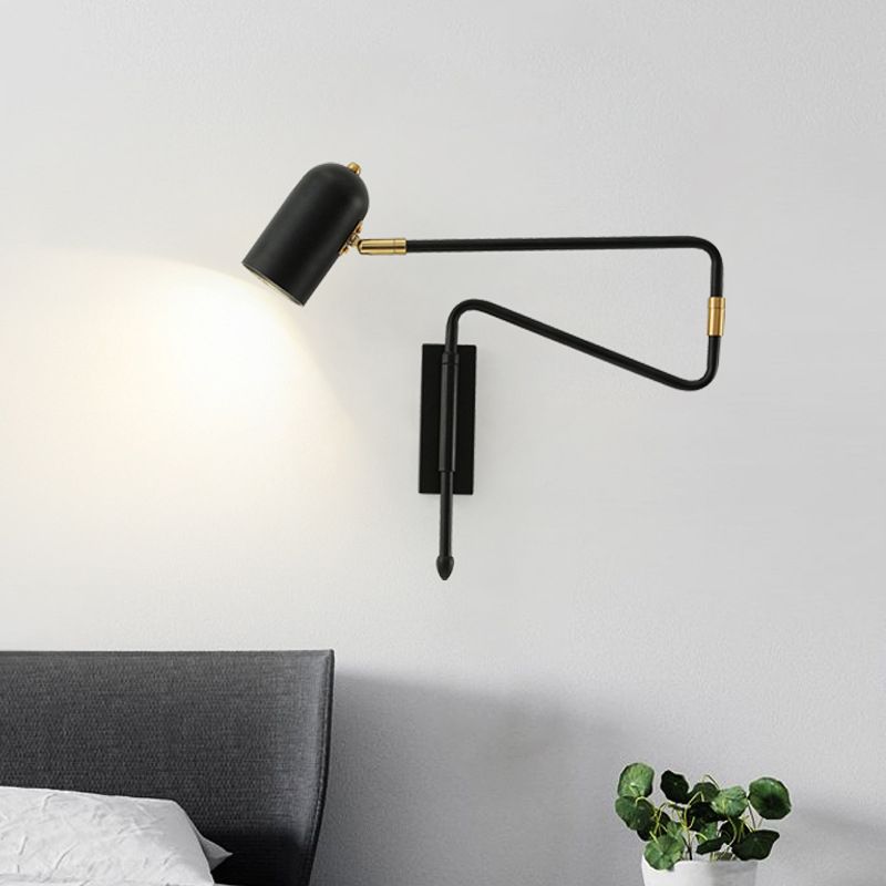 Freja Wall Lamp Modern, Metal Adjustable, Black/Gold, Study
