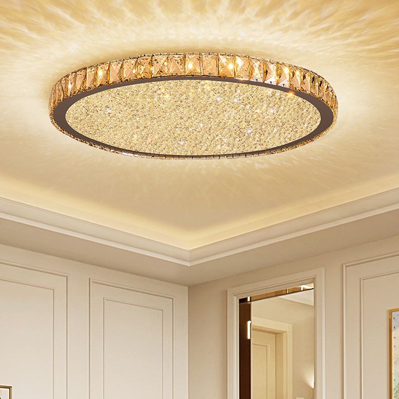 Kristy Luxury Stacked Crystal Glitter Flush Mount Ceiling Light