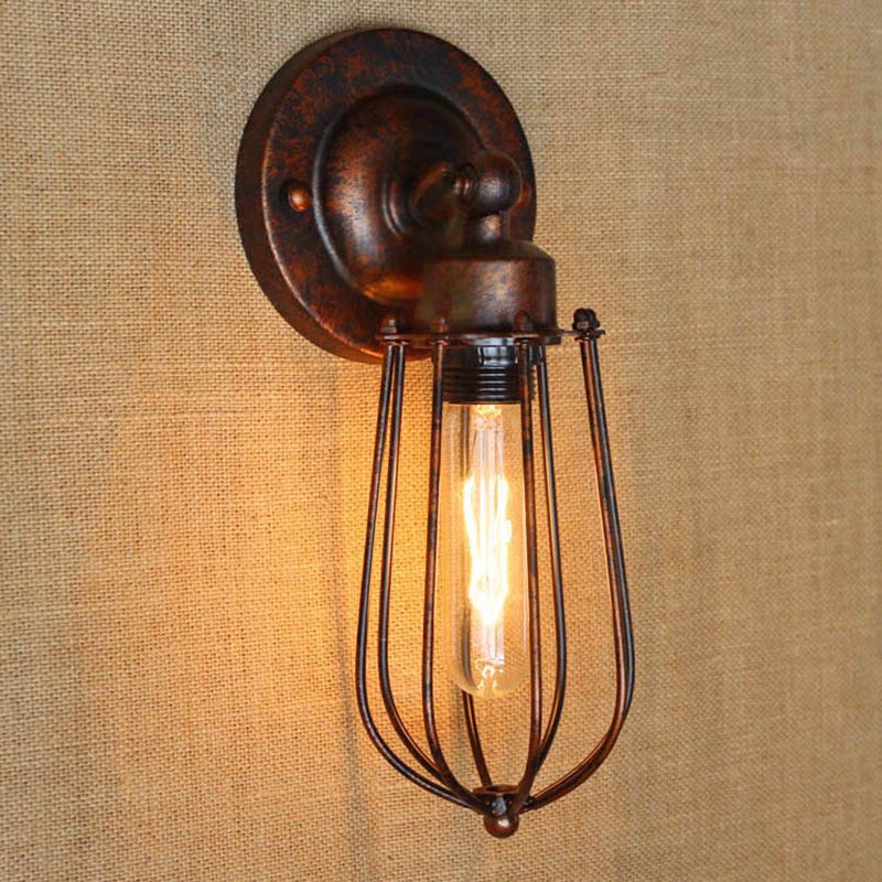 Alessio Vintage Iron Wall Lamp, Black/Rust/Bronze/Gold/Silver