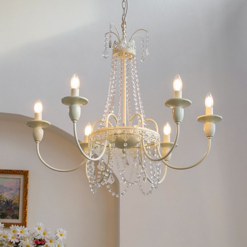 Silva Pendant Light Candle French, Crystal/Metal, White, Bedroom