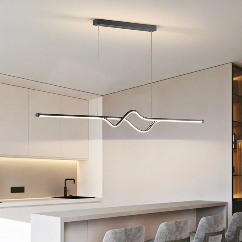 Louise Modern Linear Metal Pendant Light, Black/White/Grey