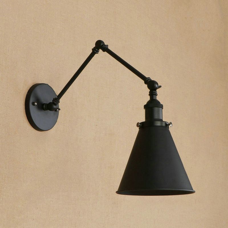 Brady Vintage Adjustable Wall Lamp, Metal, Black/Rust, Living Room