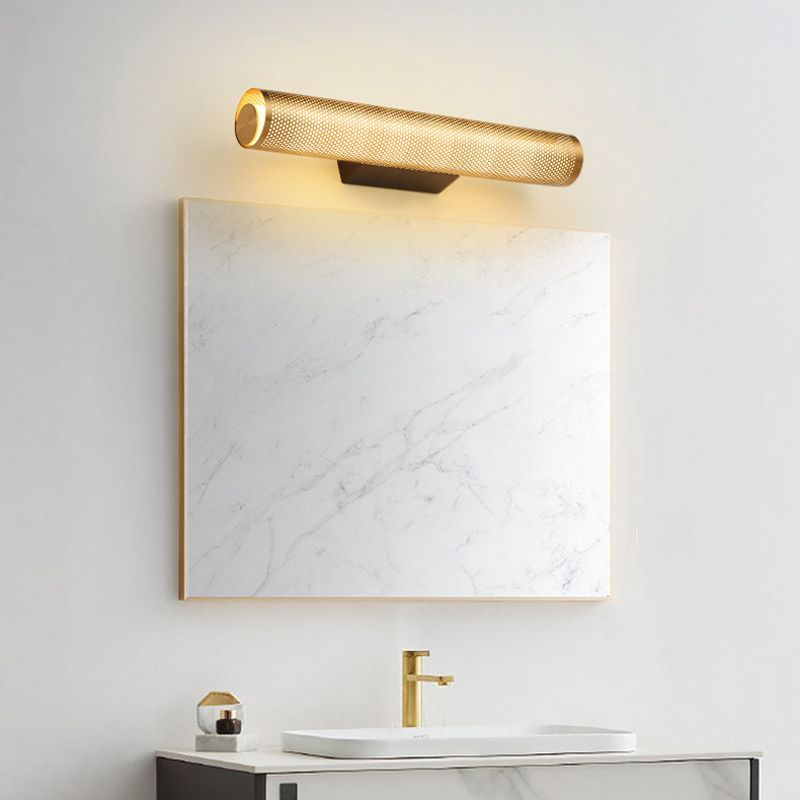 Zaid Modern Geometric Column Metal Vanity Wall Lamp, Brass