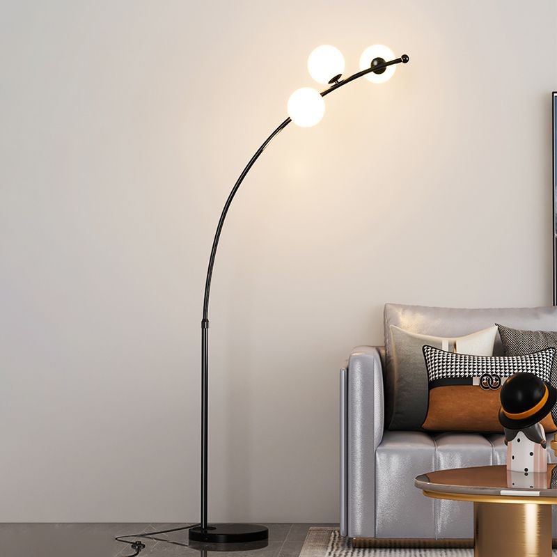 Valentina Modern Arc Multi Head Bubble Floor Lamp Black/Gold