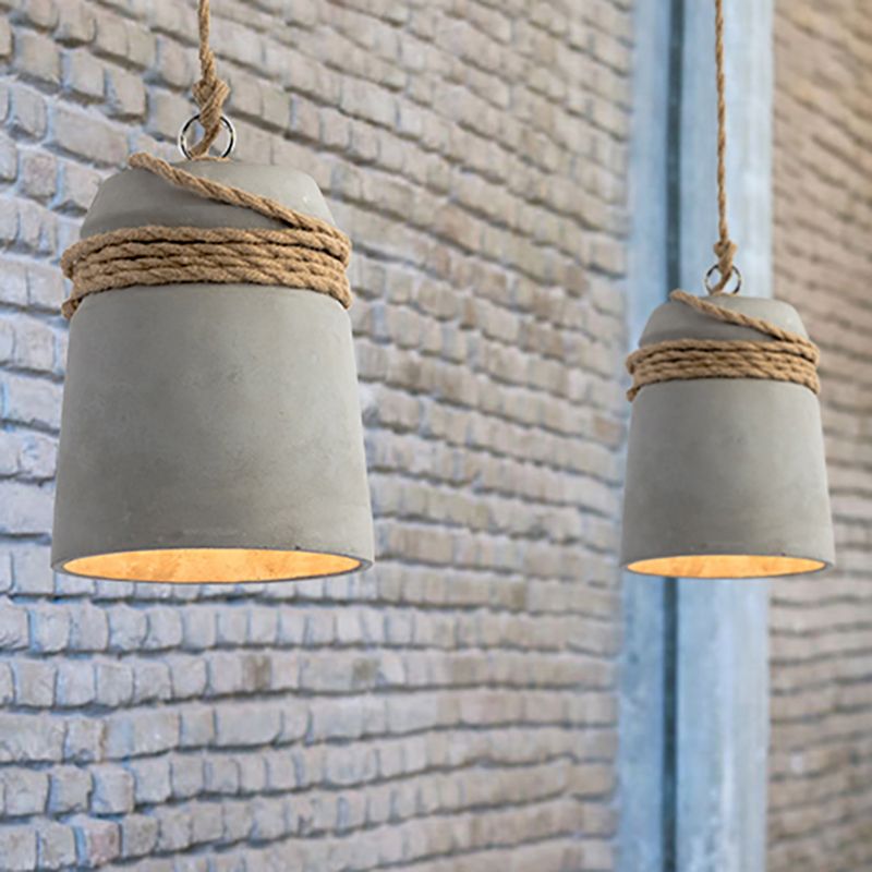 Zaid Industrial Cement Cylinder Rope Pendant Light