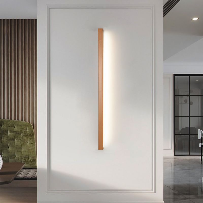 Ozawa Linear Mirror Wooden Front Vanity Wall Lamp