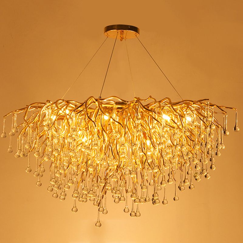 Colon Pendant Light Tassel Luxury, Metal/Crystal, Gold, Bedroom