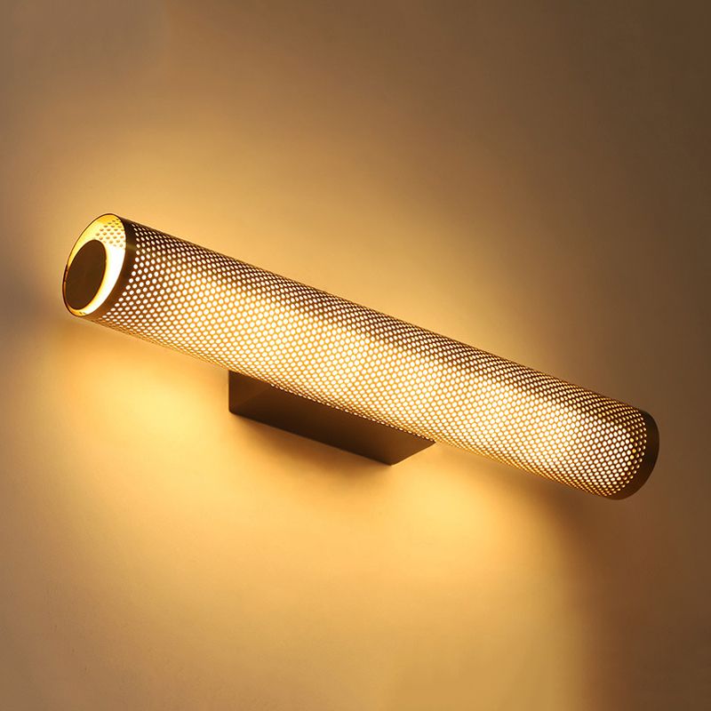 Zaid Modern Geometric Column Metal Vanity Wall Lamp, Brass