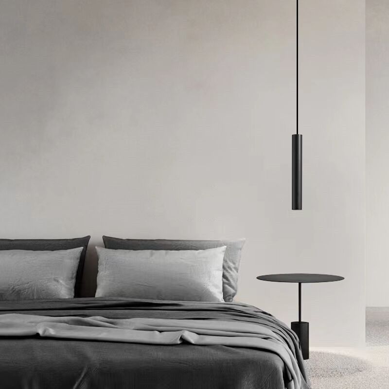 Edge Minimalist Cylinder Black Pendant Light