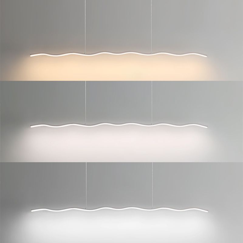 Louise Wave Linear Pendant Light, Black/White