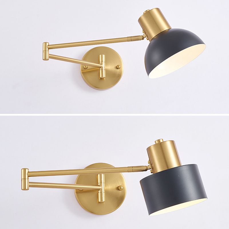 Freja Wall Lamp Modern, Metal Adjustable, Black/Gold, Bedroom