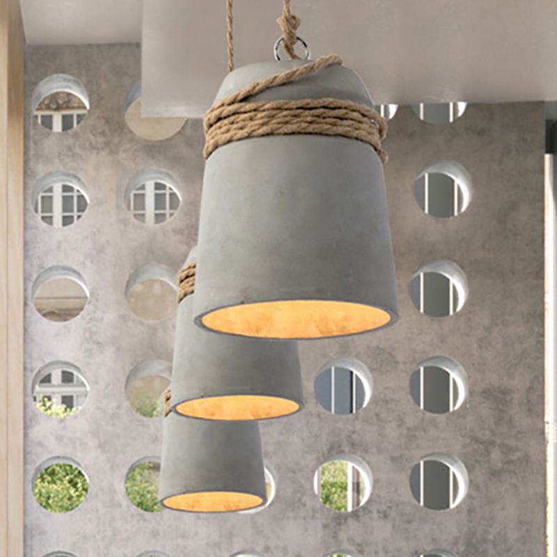 Zaid Industrial Cement Cylinder Rope Pendant Light