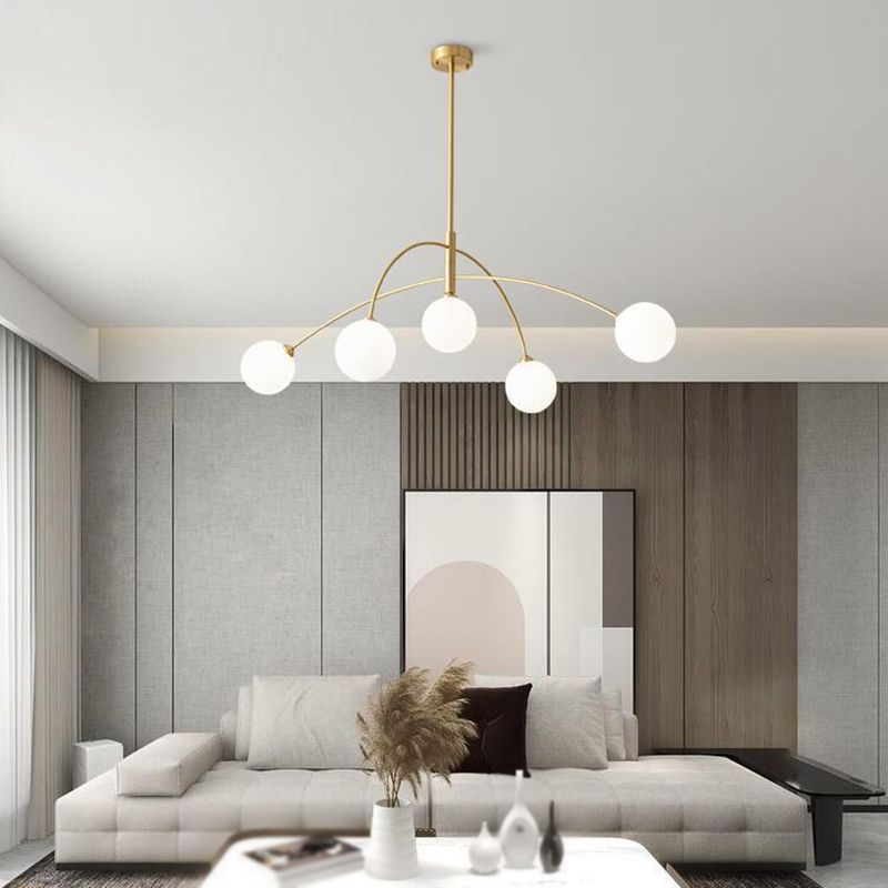 Valentina Pendant Light Globe Modern, Metal/Glass, Black/Gold, Bedroom