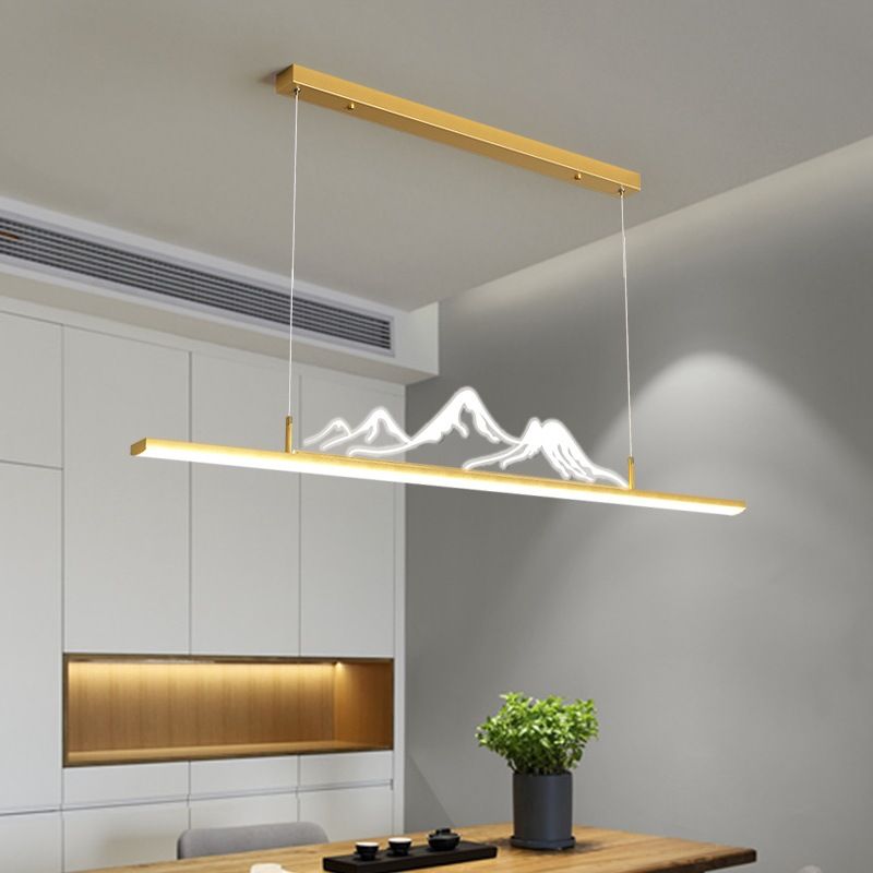 Louise Designer Mountain Shape LED Pendant Light, Black/Gold