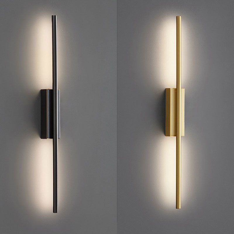 Edge Modern Linear Metal&Acrylic Bedroom Wall Lamp, Black/Brass