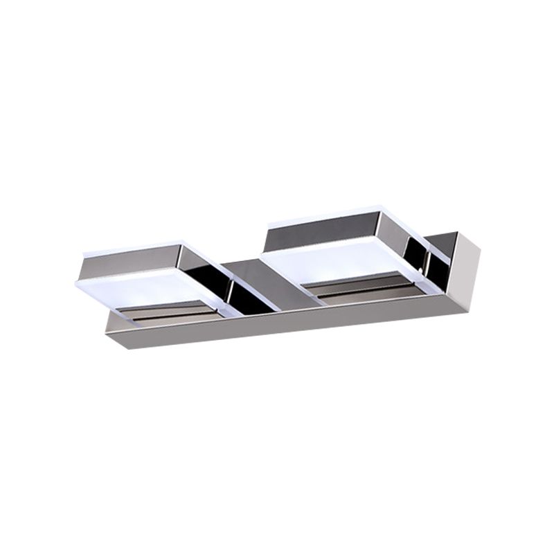 Leigh Modern Square  Acrylic Mirror Front Vanity Wall Lamp , Chrome