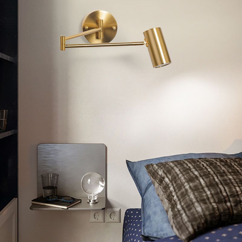 Freja Wall Lamp Cylindrical Adjustable Lamp Pole Metal Brass, Bedroom