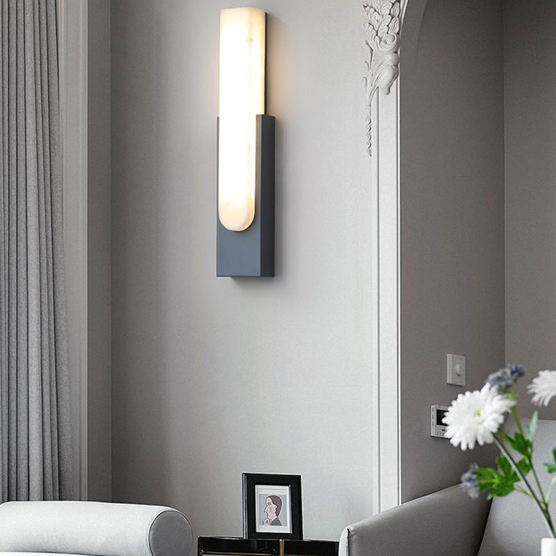 Chan Modern Rectangular Stone Metal Wall Lamp