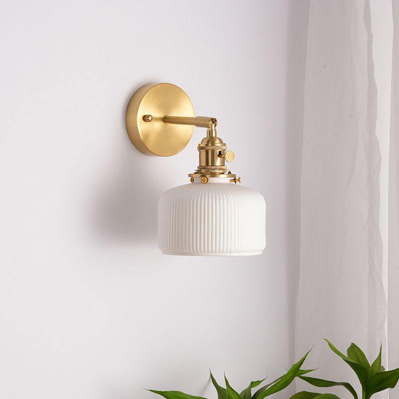 Lottie Vintage Column Ceramic Vanity Light, White, Bedroom