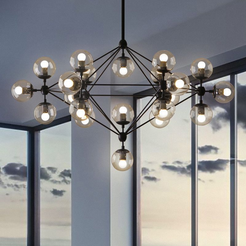 Valentina Pendant Light Bubble Modern, Glass/Metal, Black, Bedroom