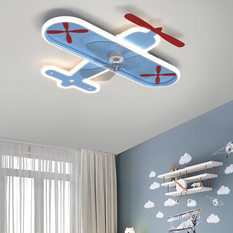 Minori Blue Plane Ceiling Fan with Light, L 21"