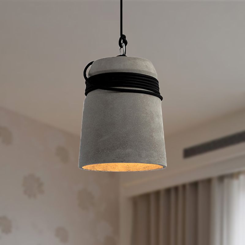 Zaid Industrial Cement Cylinder Rope Pendant Light