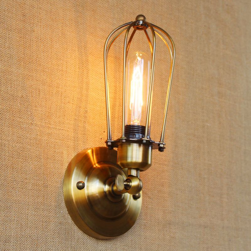 Alessio Vintage Iron Wall Lamp, Black/Rust/Bronze/Gold/Silver