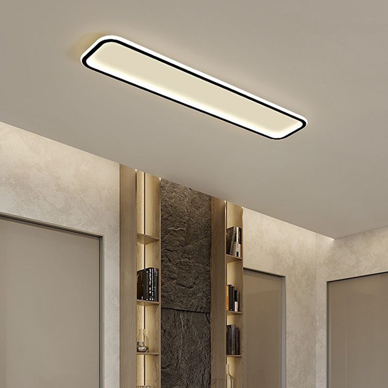 Edge Minimalist Flush Mount Black Frame Rectangular Ceiling Light