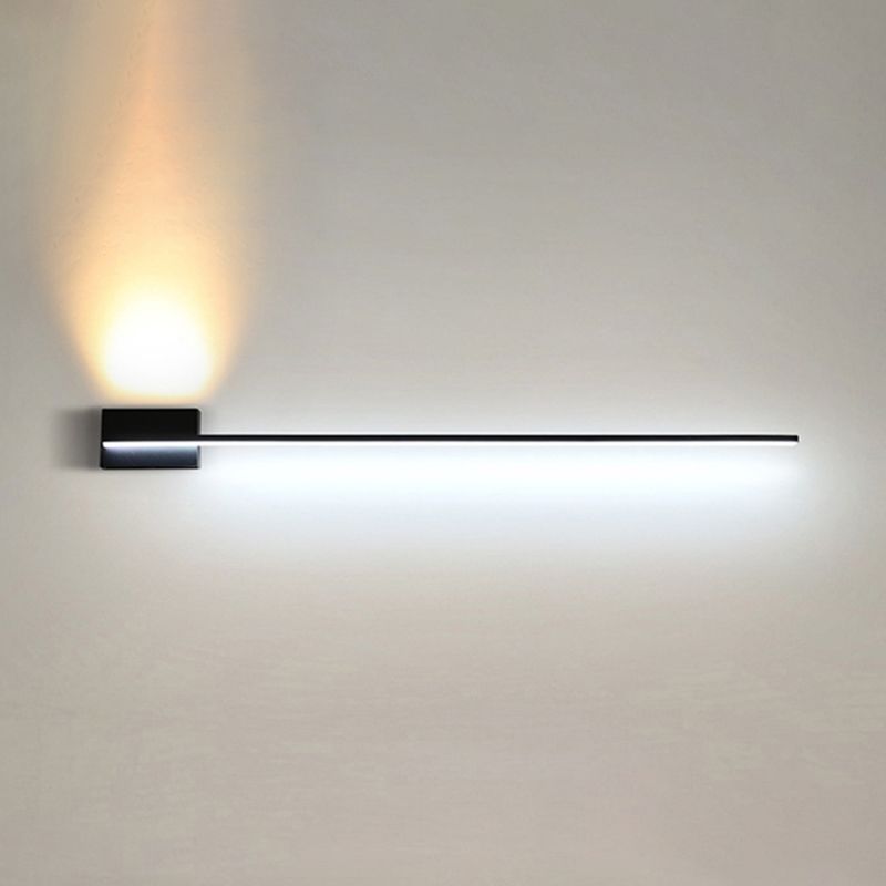 Edge Minimalist Linear Metal Vanity Wall Light, Black,  Bathroom