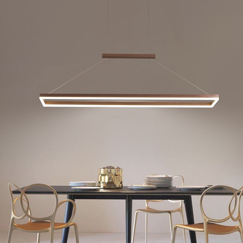 Edge Modern Rectangular Hanging Pendant Light, Gold/Coffee