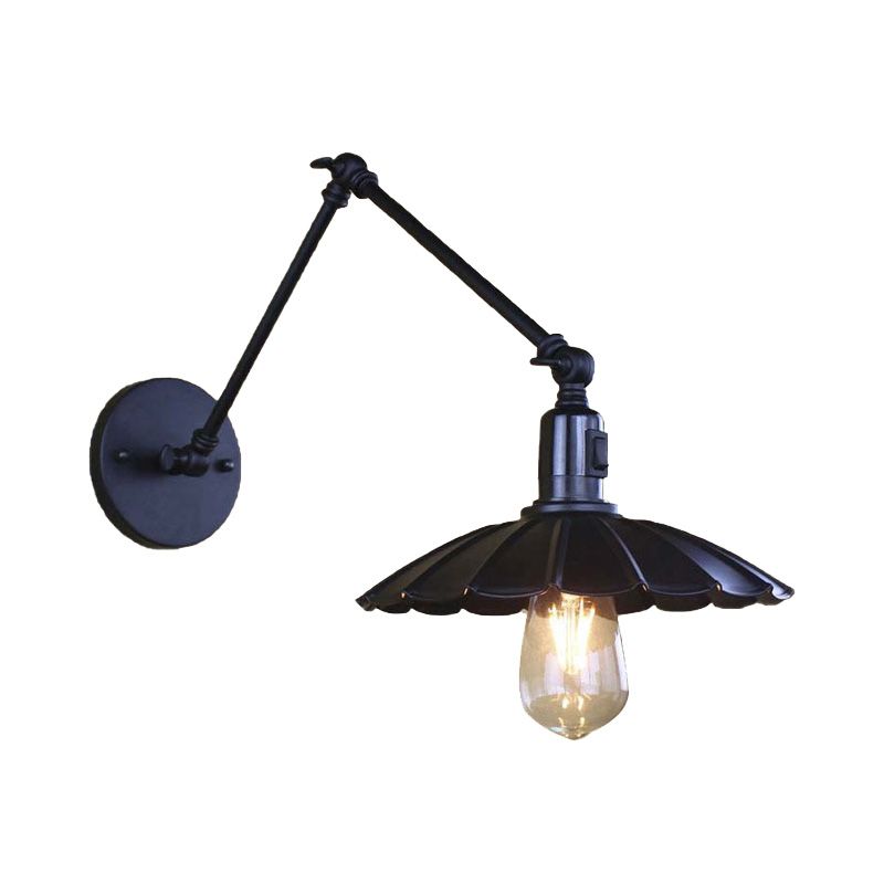 Brady Wall Lamp Creative Pleated Adjustable Metal, Black, Bedroom